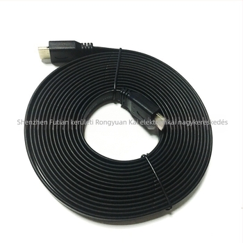 HDMI lapos kábel 1,5 m, HDMI 1.4, fekete, TV-hez és PC-hez