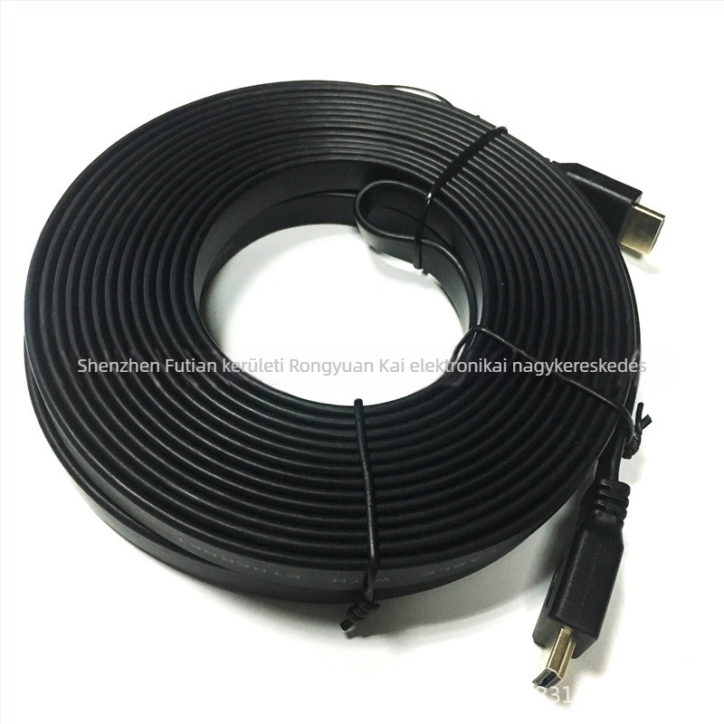 HDMI lapos kábel 1,5 m, HDMI 1.4, fekete, TV-hez és PC-hez