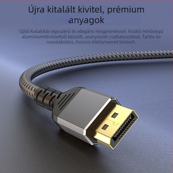 DisplayPort videó kábel DP16K, DP2.1, réz vezetők, alumínium ház aranyozott érintkezőkkel