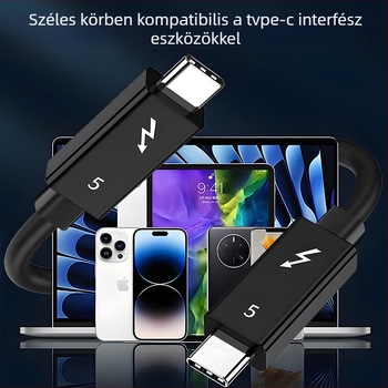 Thunderbolt 5 USB-C–to–USB-C átviteli kábel, 120 Gbps, 240W gyorstöltés, teljes körű Type-C, képernyő-tükrözés, 16K videó