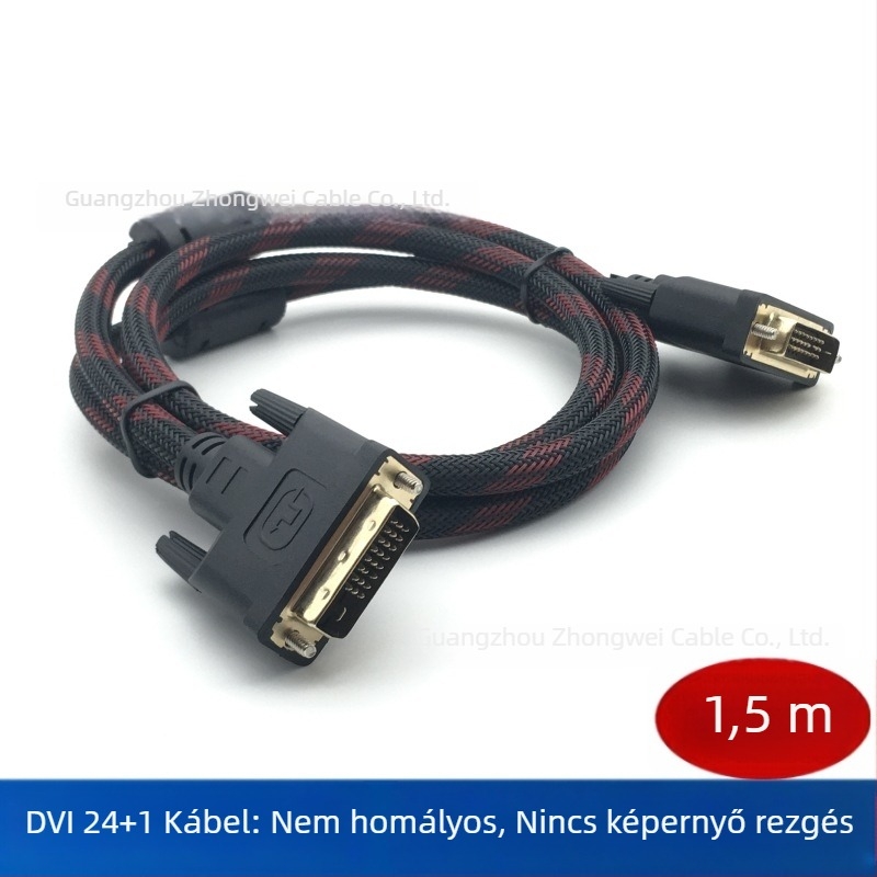DVI-kábel DVI24+1, aranyozott érintkezők, DVI interfész, ötvözet vezetőanyag, személyi számítógépekhez