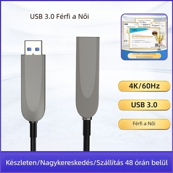 USB 3.0 A férfi–női adatkábel, 10 Gbps gyors átvitellel és 60 W PD gyorstöltéssel