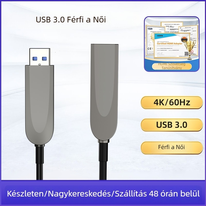 USB 3.0 A férfi–női adatkábel, 10 Gbps gyors átvitellel és 60 W PD gyorstöltéssel