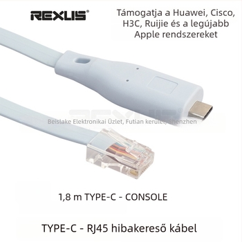 USB konzolkábel Cisco switchhez, 1.8 m, TYPE-C to RJ45