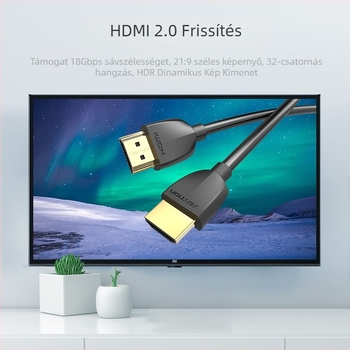 HDMI 2.0 hosszabbító kábel 4K/3D videóhoz, vékony, aranyozott érintkezők, oxigénmentes réz, 3 m hosszú