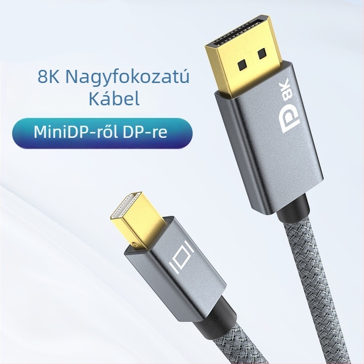 Mini DP–tól DP adapterkábel réz vezetővel, 2 m hosszú