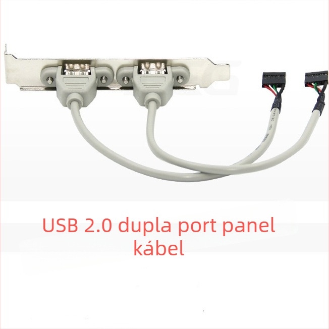 USB 2.0 hátsó paneles kábel dupla USB porttal PC-házhoz, 0,3 m, rézvezető, befecskendezett kialakítás