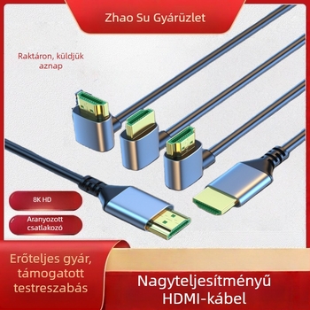 HDMI kábel 2.1, 8K60 támogatás, Aranyozott csatlakozó, ónozott réz vezeték, Adapterkábel