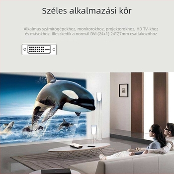 HDMI–DVI adapterkábel — réz vezető, aranyozott bevonat, számítógépekhez, TV-khez, set-top boxokhoz, routerekhez