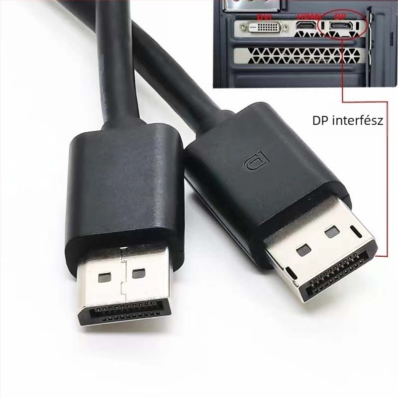 DisplayPort videókábel, réz vezető, egy darabból formázott kivitel, PC-hez