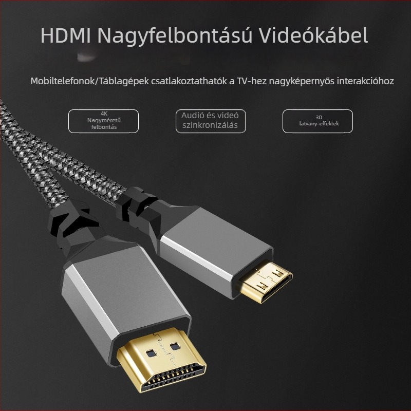 HDMI A-tól C-ig kábel 2.0, 4K Ultra HD, szürke alumínium ház, fonott kábel