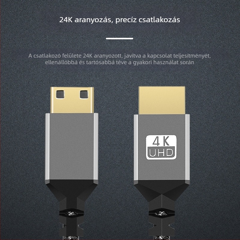 HDMI A-tól C-ig kábel 2.0, 4K Ultra HD, szürke alumínium ház, fonott kábel