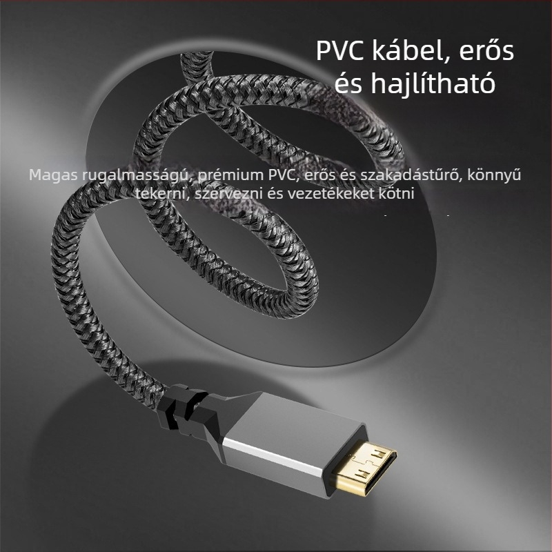 HDMI A-tól C-ig kábel 2.0, 4K Ultra HD, szürke alumínium ház, fonott kábel