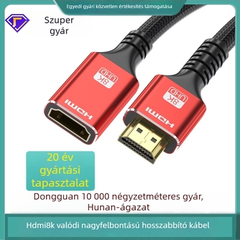 HDMI 2.1 hosszabbító kábel, férfi–női, 8K kompatibilis, aranyozott csatlakozók, oxigénmentes réz
