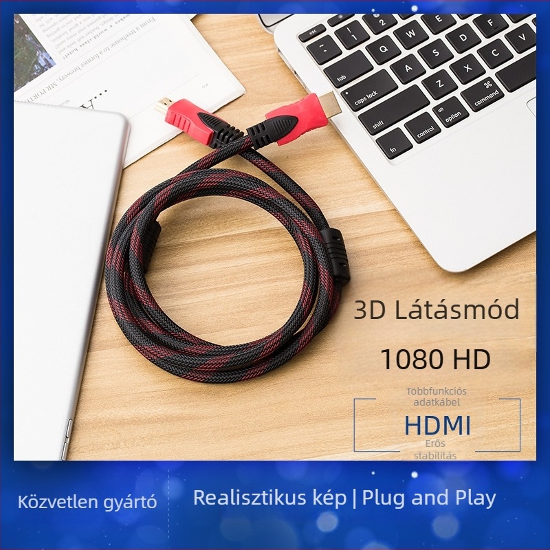 HDMI-kábel 1,5 m – aranyozott csatlakozók, rézbevonatú acélmag, PC-hez, TV-hez, monitorhoz és set-top boxhoz