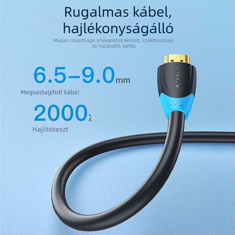 HDMI-kábel 4K támogatással, HDMI 2.0, réz vezetékek, aranyozott csatlakozók, kéttónusú ház, TV-hez, monitorhoz és projektorhoz