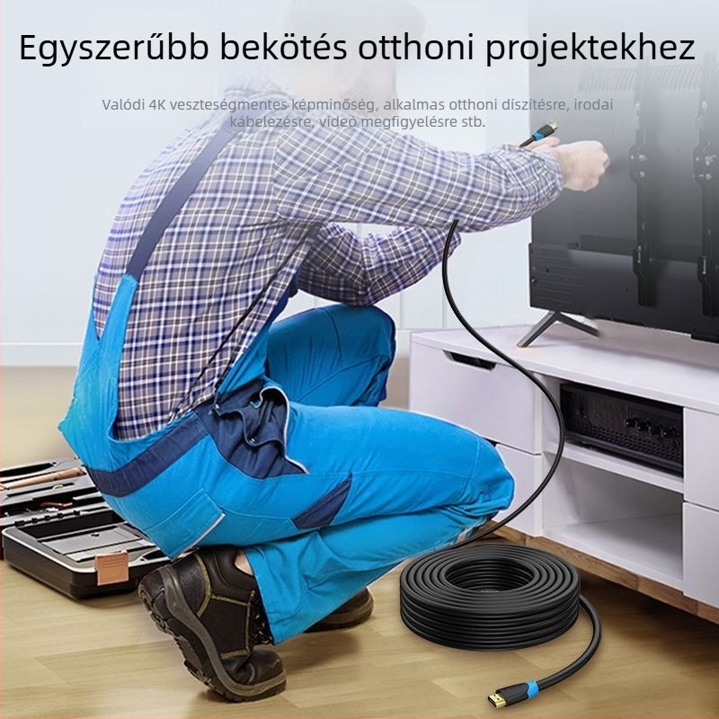 HDMI-kábel 4K támogatással, HDMI 2.0, réz vezetékek, aranyozott csatlakozók, kéttónusú ház, TV-hez, monitorhoz és projektorhoz