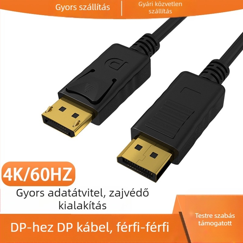 DisplayPort kábel, férfi–férfi, DP 1.2 4K / DP 1.4 8K, számítógéphez, monitorhoz, grafikus kártyához