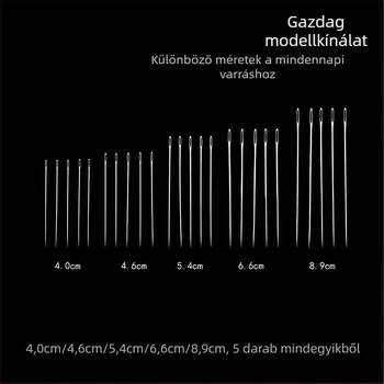 Muqin kézi varrótű – acélból, hegyes végű, tűszemmel, hímzéshez és quiltinghez, háztartási használatra.