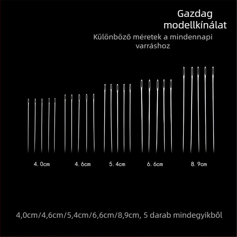 Muqin kézi varrótű – acélból, hegyes végű, tűszemmel, hímzéshez és quiltinghez, háztartási használatra.