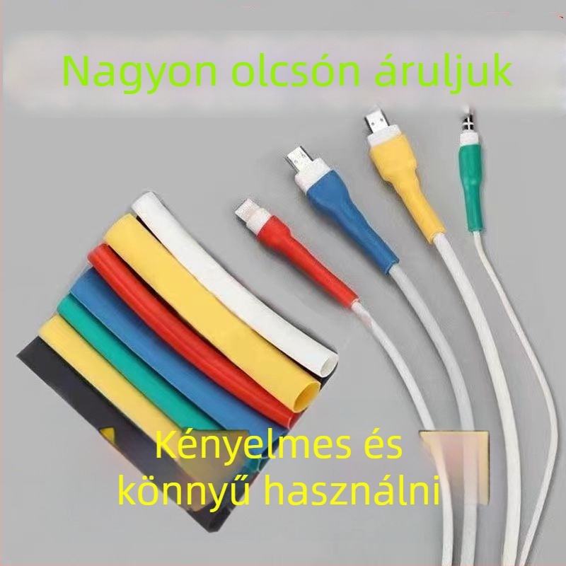 Adatkábelt védő hüvely termoszáró csővel Apple és Android töltőkábelekhez — javító hüvely, egyszerű tekerési kialakítás