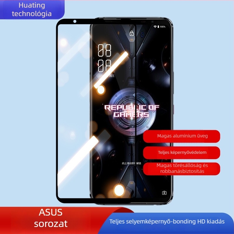 Teljes képernyőhöz készült karcolásvédő üvegfólia, Asus ROG Phone 8 – előoldali fólia, ujjlenyomat-mentes, automatikus javítás, kód 3283093