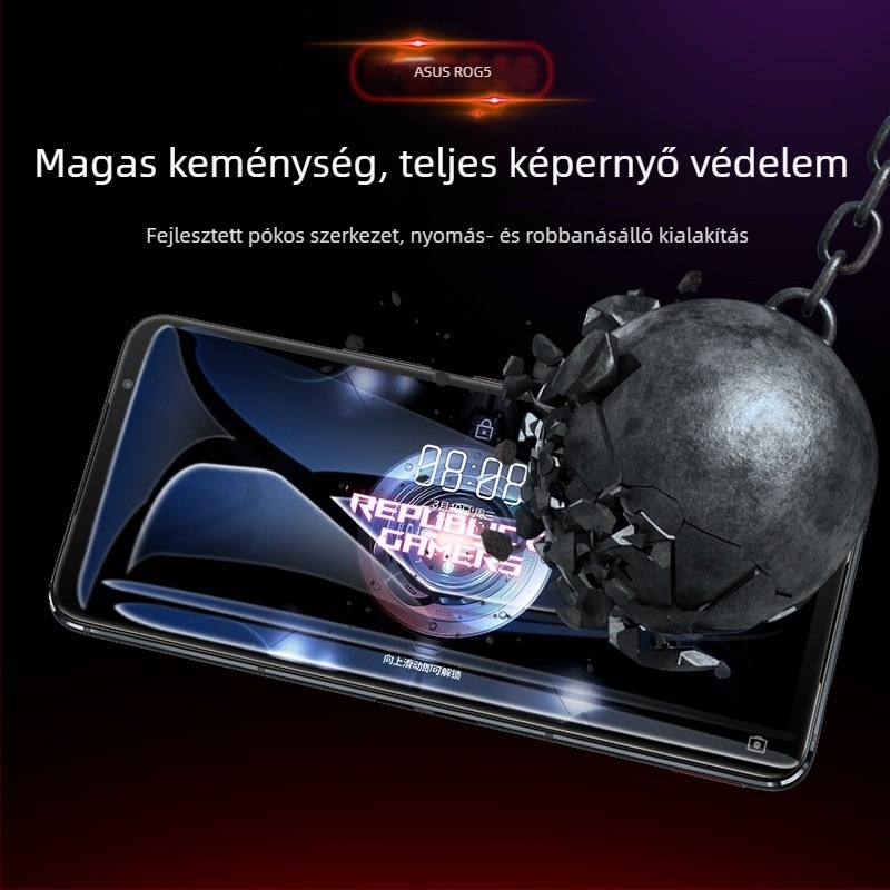 Teljes képernyőhöz készült karcolásvédő üvegfólia, Asus ROG Phone 8 – előoldali fólia, ujjlenyomat-mentes, automatikus javítás, kód 3283093