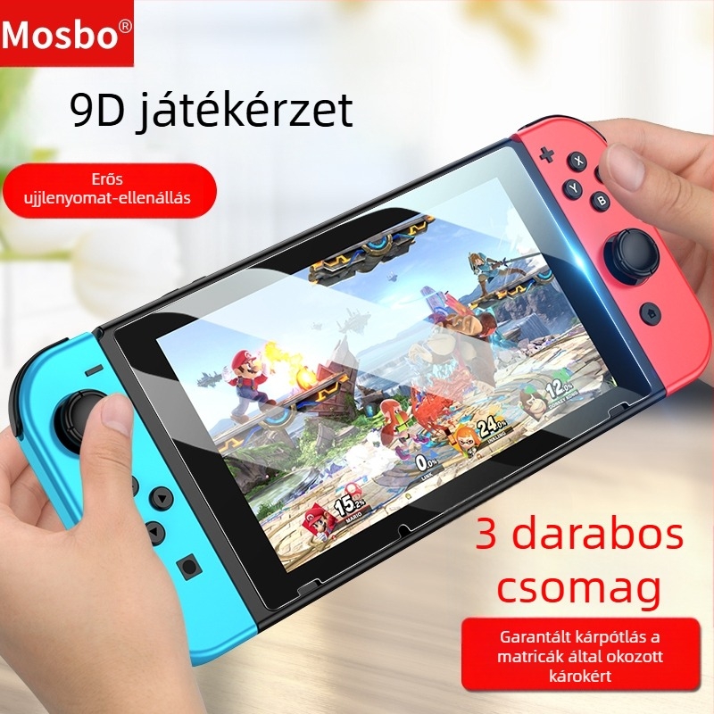 Nintendo Switch 2 és Switch Lite edzett üveg kijelzővédő, teljes képernyős lefedettség nagy ívelt éllel, 9H keménység, 0,33 mm vastagság