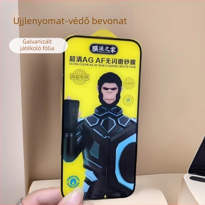 iPhone 15 Pro és iPhone 14 Pro kijelzővédő, edzett üveg, matt felület, ujjlenyomat-mentes.