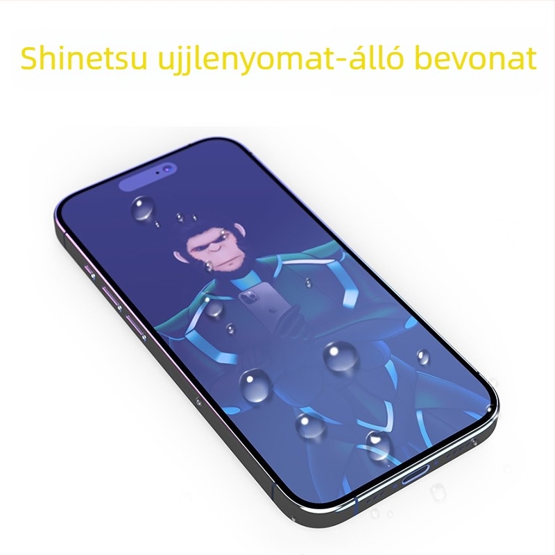 iPhone 15 Pro és iPhone 14 Pro kijelzővédő, edzett üveg, matt felület, ujjlenyomat-mentes.