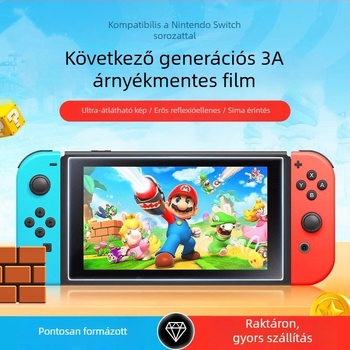 Nintendo Switch érintőképernyő antireflexiós fólia AR bevonattal, 95% átlátszóság, 0,17 mm vastagság