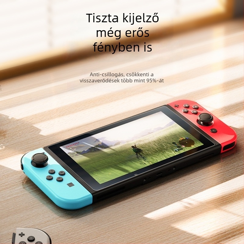 Nintendo Switch érintőképernyő antireflexiós fólia AR bevonattal, 95% átlátszóság, 0,17 mm vastagság