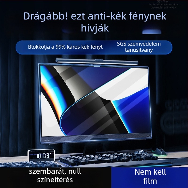 Monitor kijelzővédő a kékfény elleni védelemhez, HD felbontású, asztali számítógépekhez – német import anyagok – OEM feldolgozás – 500 g – anti-glare akril panel