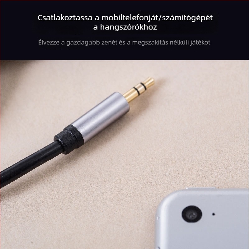 3,5 mm-es bemenetről kettős RCA dugóval ellátott audiókábel mobiltelefonokhoz, 1-2-es audio kábel, aranyozott bevonattal, modell FL12