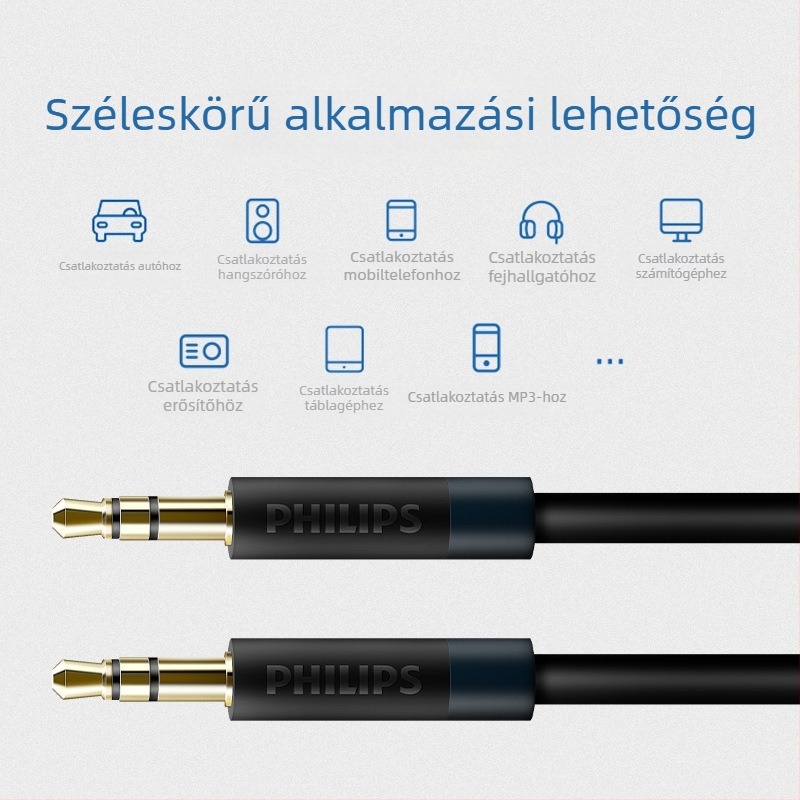 Philips AUX audio kábel, férfi–férfi, 1,5–20 m, 1–2-es audio osztó AV-kábel