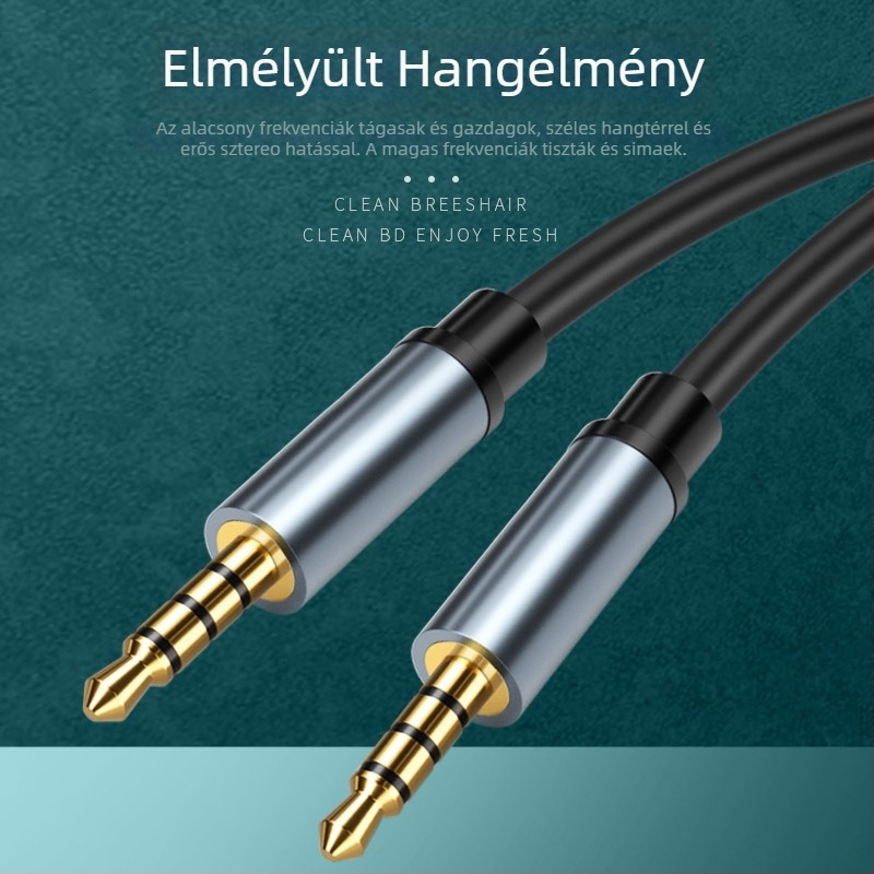 Golden Three Ding 3.5mm férfi‑férfi autóhangkábel mikrofonnal, 3- vagy 4‑magos, aranyozott, OFC vezetékek