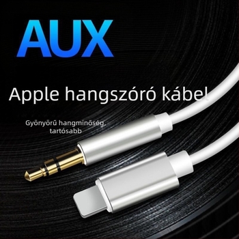 Apple autó AUX audio kábel iPhone XR, 7, 11, 8 és 8 Plus kompatibilis | aranyozott rézmag, ötvözet vezető