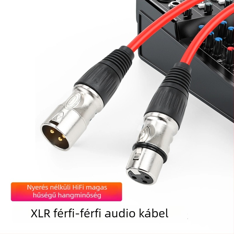 XLR férfi–női bővítő audio kábel mikrofonhoz, nikkelezett bevonat, OFC rézmag, RoHS, súly 60 g