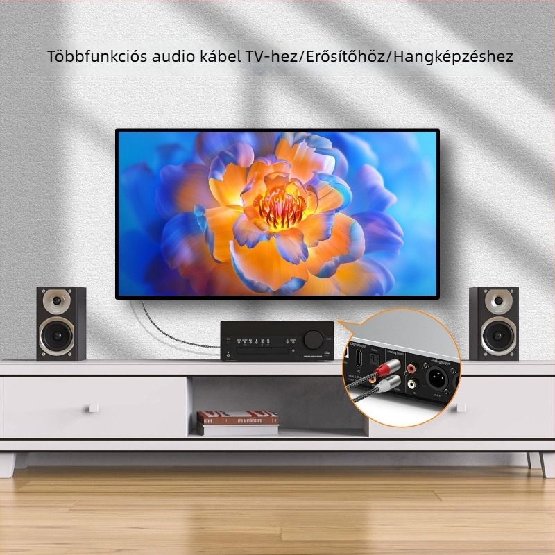 Gold Leaf RCA audio-kábel, aranyozott csatlakozók, OFC réz vezetők, rézmag, 2x RCA-2x RCA, digitális eszközökhöz