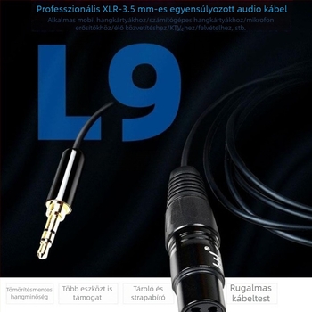 Ickb L9 kiegyensúlyozott mikrofonkábel – 3,5 mm-től XLR-ig, 48V phantom tápegység