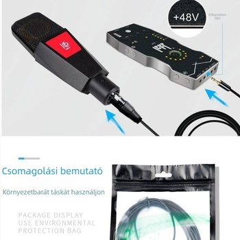 Ickb L9 kiegyensúlyozott mikrofonkábel – 3,5 mm-től XLR-ig, 48V phantom tápegység