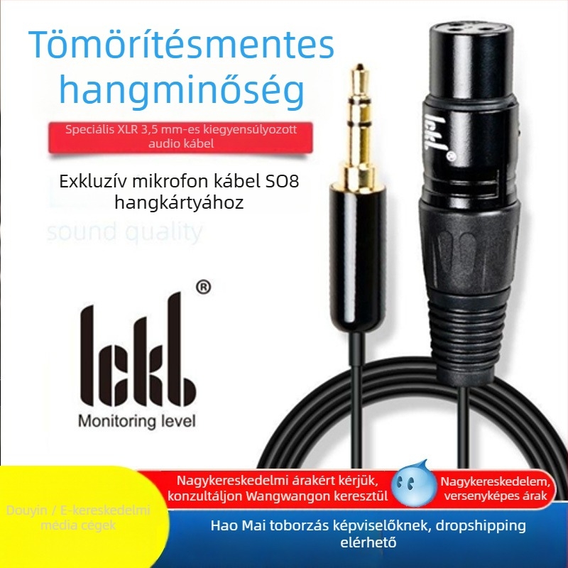 Ickb L9 kiegyensúlyozott mikrofonkábel – 3,5 mm-től XLR-ig, 48V phantom tápegység