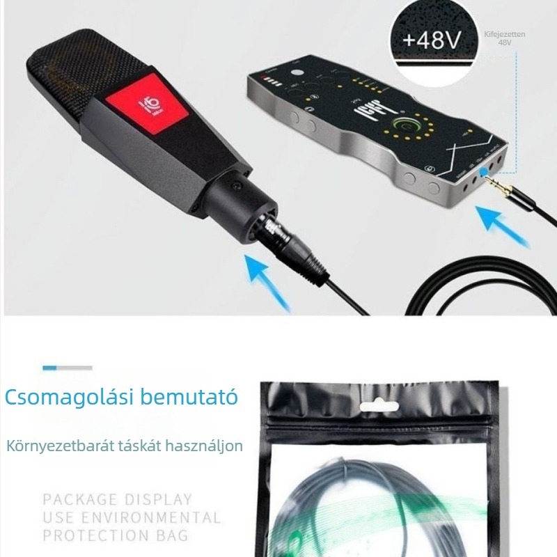 Ickb L9 kiegyensúlyozott mikrofonkábel – 3,5 mm-től XLR-ig, 48V phantom tápegység