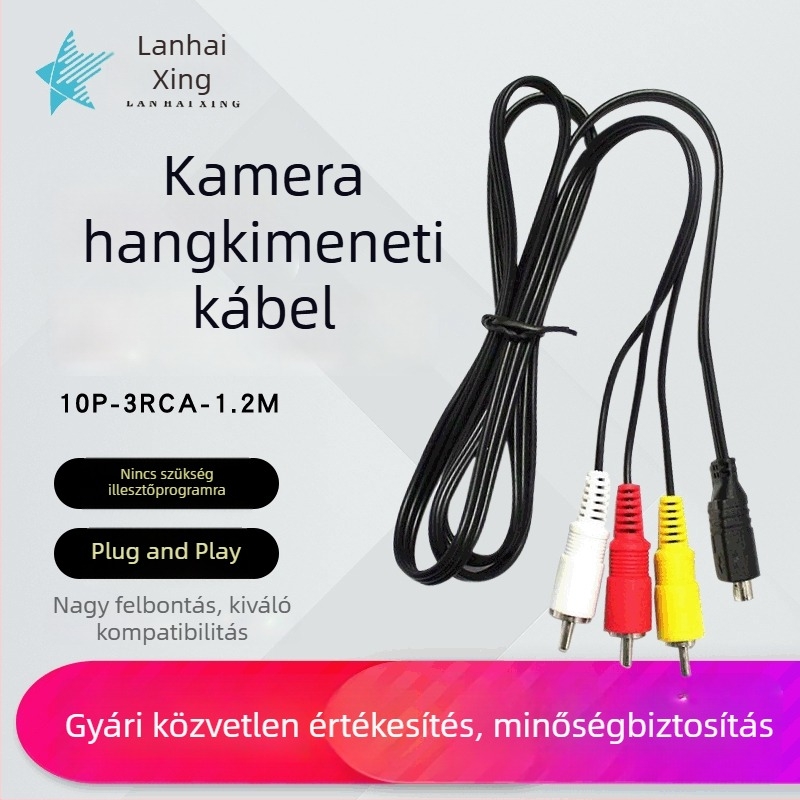 Sony kamera AV/Videó kábel, 10P félkör alakú csatlakozó, kompatibil VMC-15FS és VMC-30FS