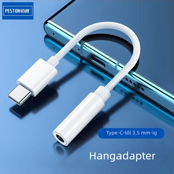 Baitong Type-C–t 3,5 mm-es audio adapter, vezetékes audio kábel réz köpenyű maggal, nylon rost, ezüstös bevonattal