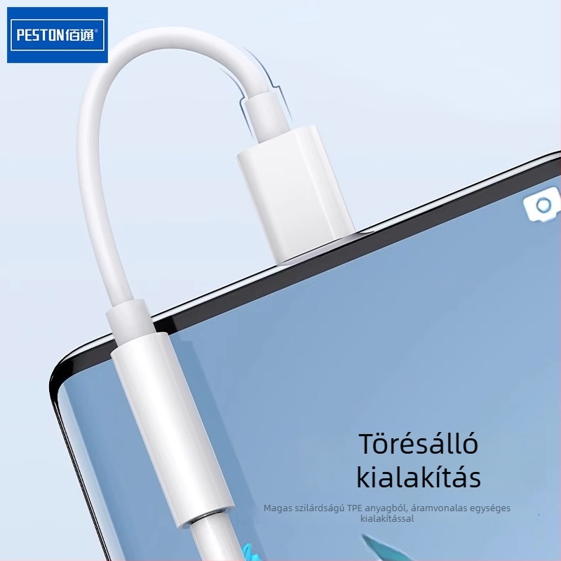 Baitong Type-C–t 3,5 mm-es audio adapter, vezetékes audio kábel réz köpenyű maggal, nylon rost, ezüstös bevonattal