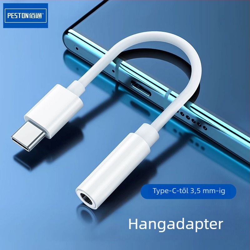 Baitong Type-C–t 3,5 mm-es audio adapter, vezetékes audio kábel réz köpenyű maggal, nylon rost, ezüstös bevonattal