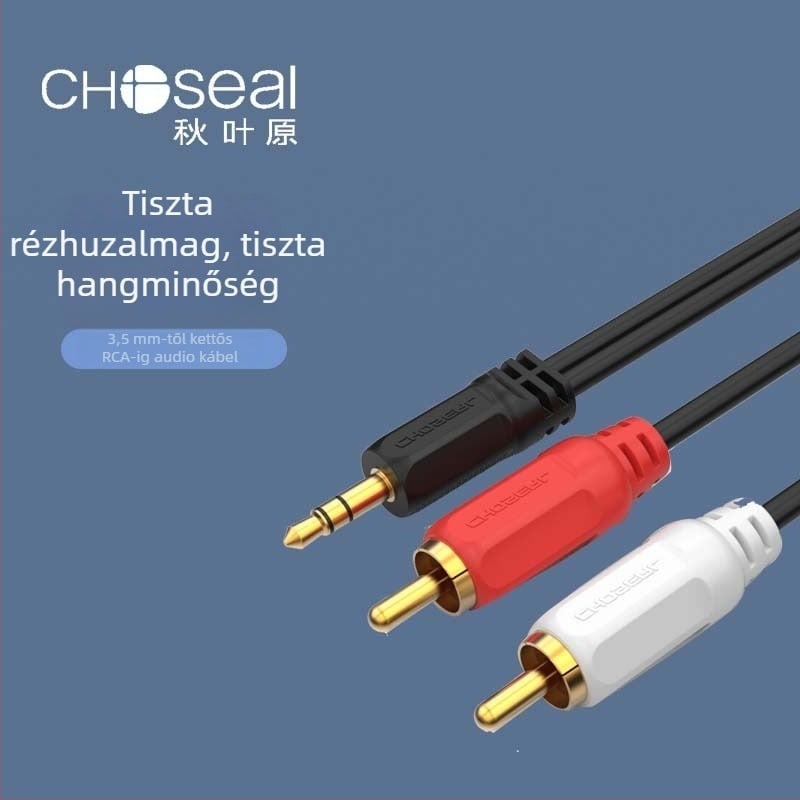 Choseal/Akihabara Q304 3.5 mm-es audio kábel kettős RCA csatlakozóval telefonhoz és hangszóróhoz