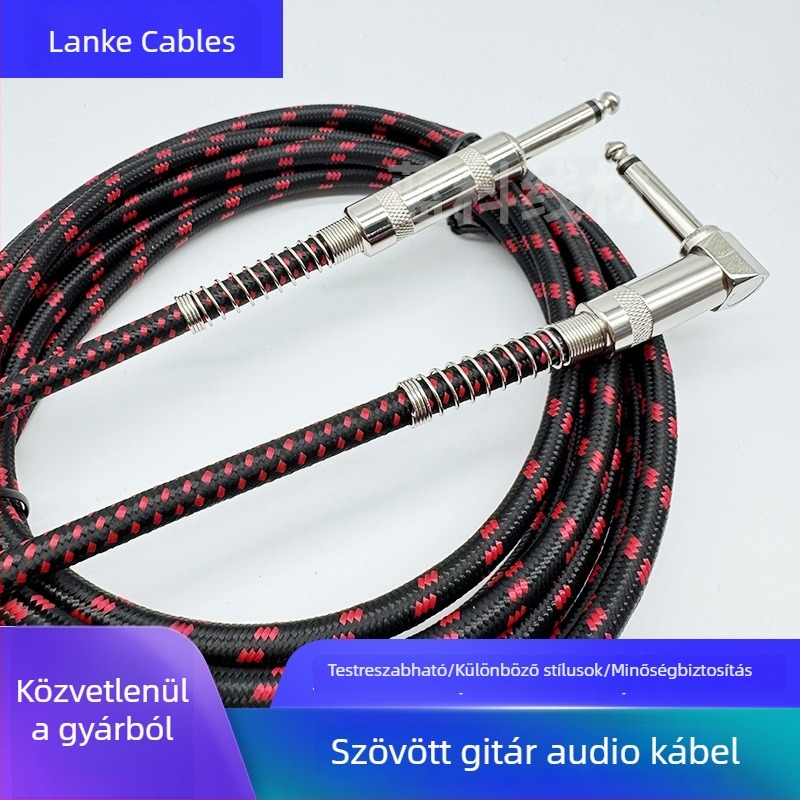 Elektromos gitár- és basszuskábelek, férfi-férfi csatlakozóval, egyenes és ferde csatlakozókkal, zajcsökkentő audio kábelek