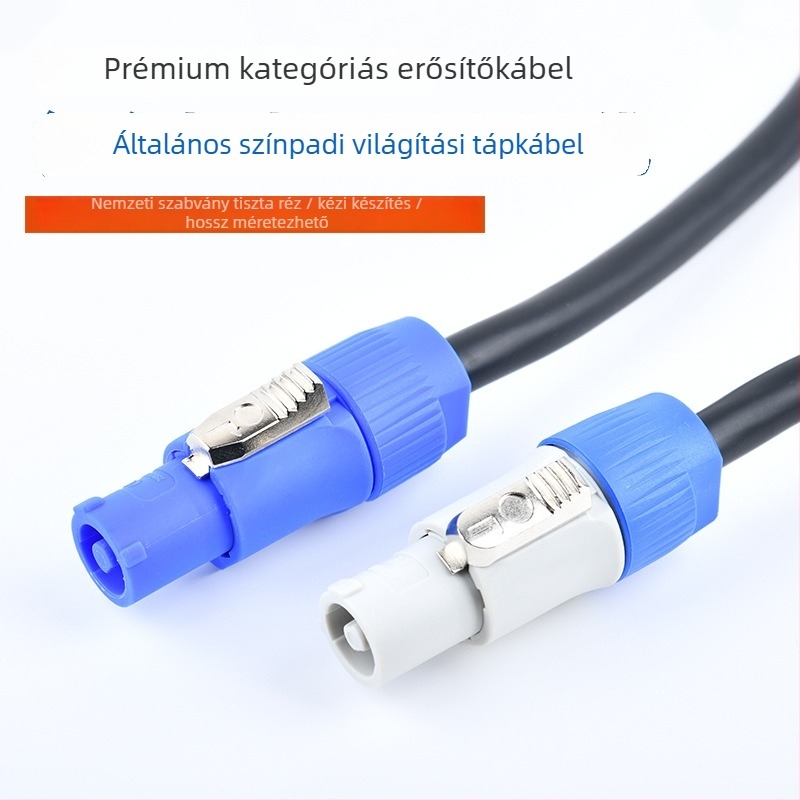 3‑pontos légi csatlakozós tápkábel LED‑ekhez, színpadi fényekhez és hanghoz – OFC réz vezetők, nikkelezve, ISO 9001